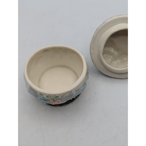 Vintage Trinket Box Victorian Boot Floral Green Ring Box - Picture 10 of 13